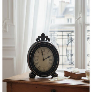 Parisian Mantel Clock Shabby Decorative Distressed Composite Creative Co-op